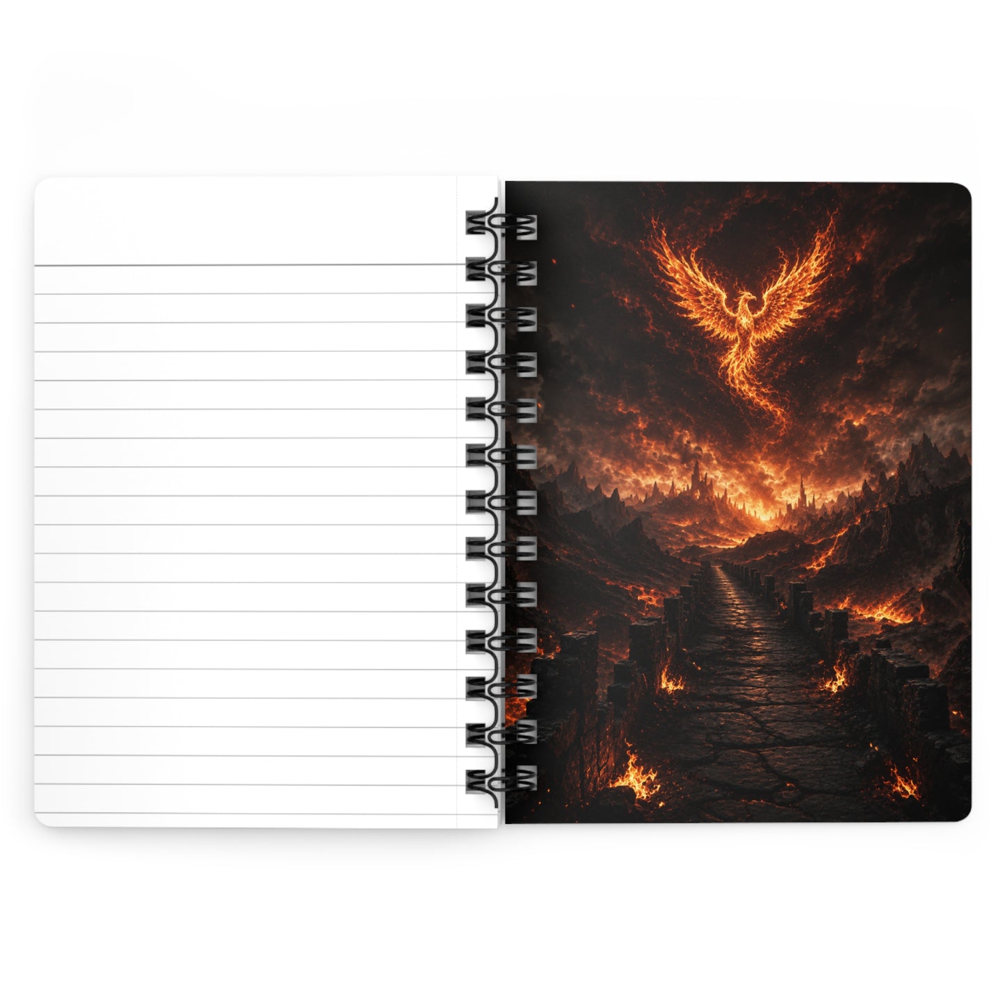 Spiral Bound Journal – Blazing Fire Angel with Fiery Wings