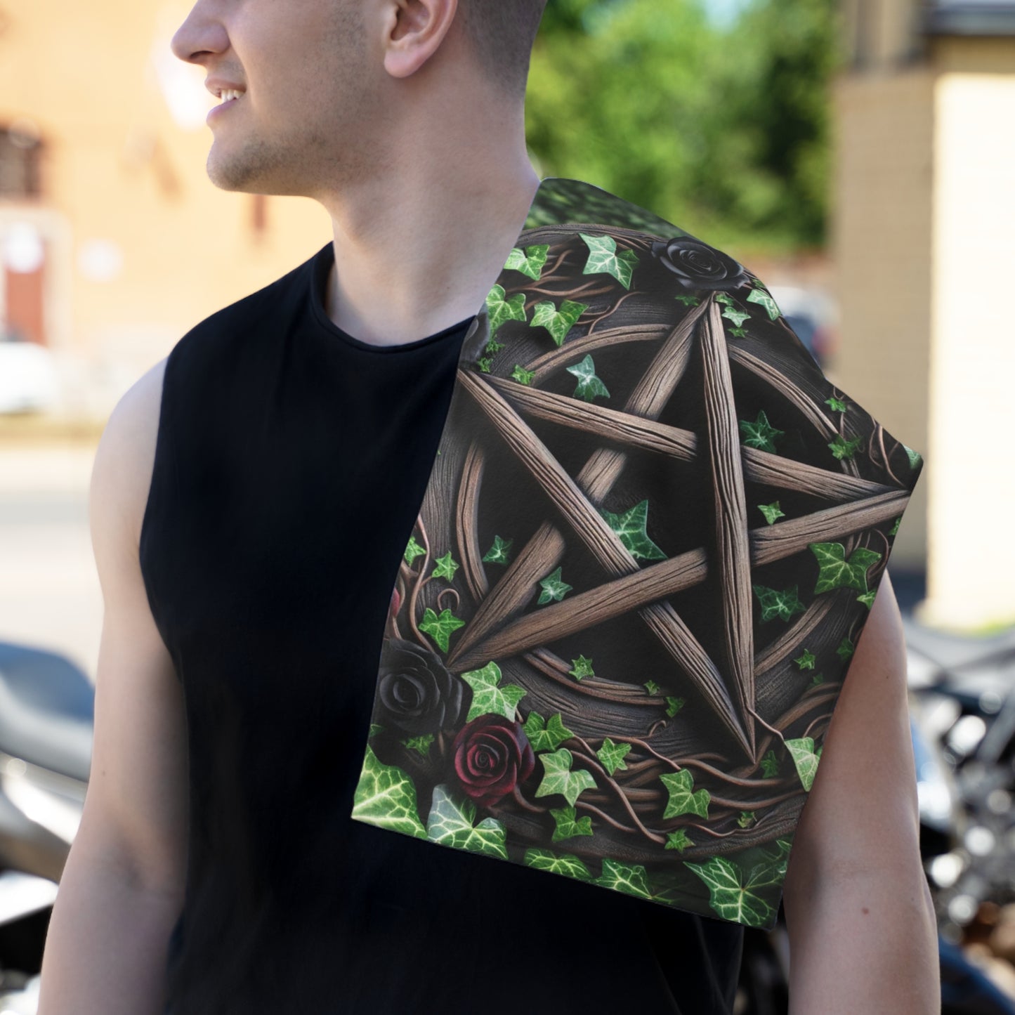 Rally Towel, 11x18 – Pentacle with Roses and Ivy Design