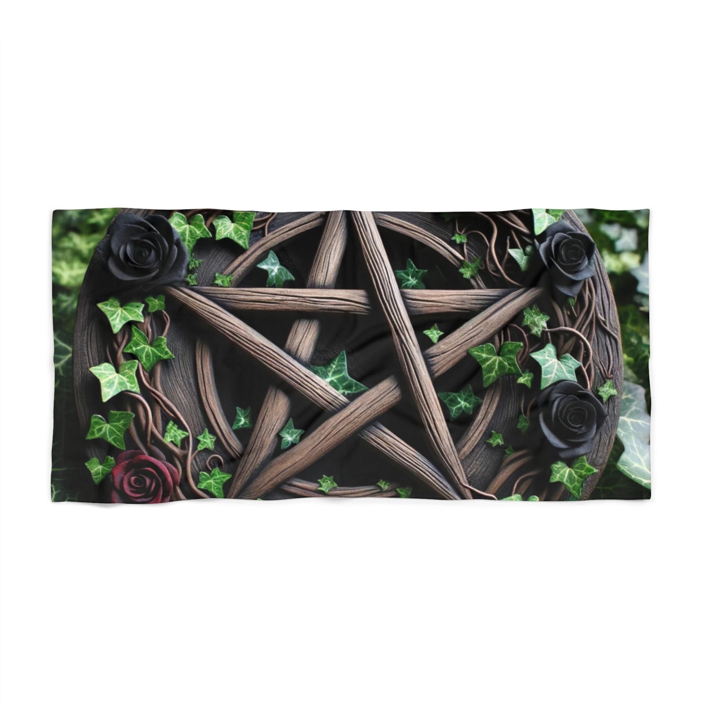 Beach Towel – Wood Pentacle with Roses and Ivy Design