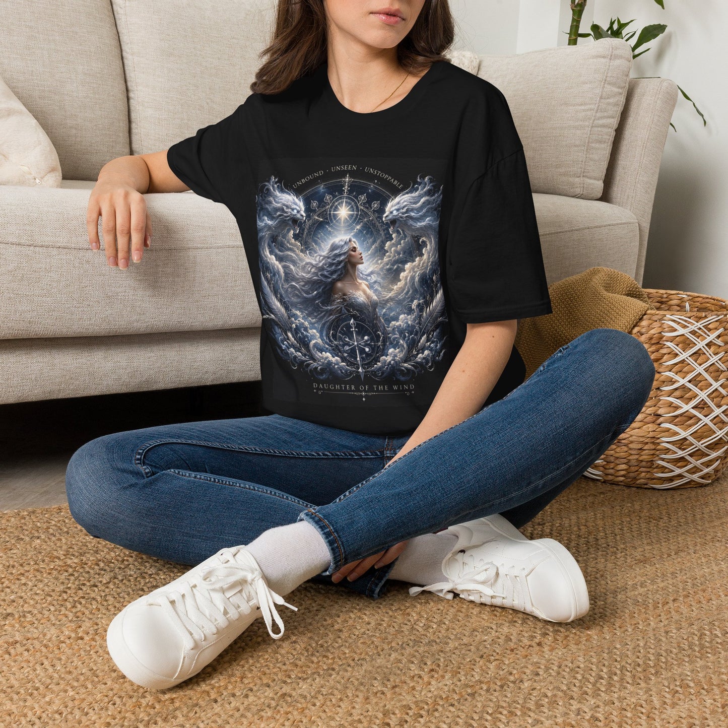 Daughter of the Wind – Celestial Air Goddess Fantasy Unisex Softstyle T-Shirt