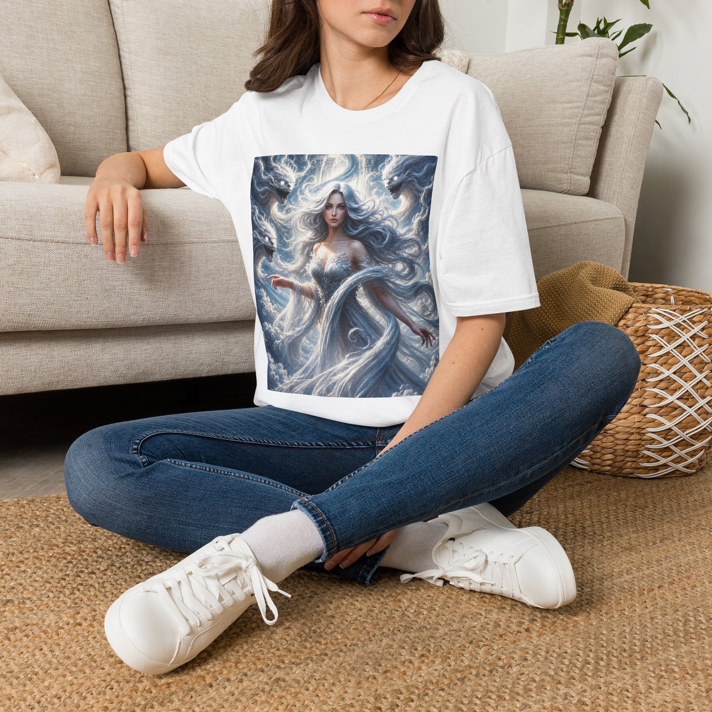 Air Goddess Surrounded by Celestial Wind Spirits Unisex Softstyle T-Shirt