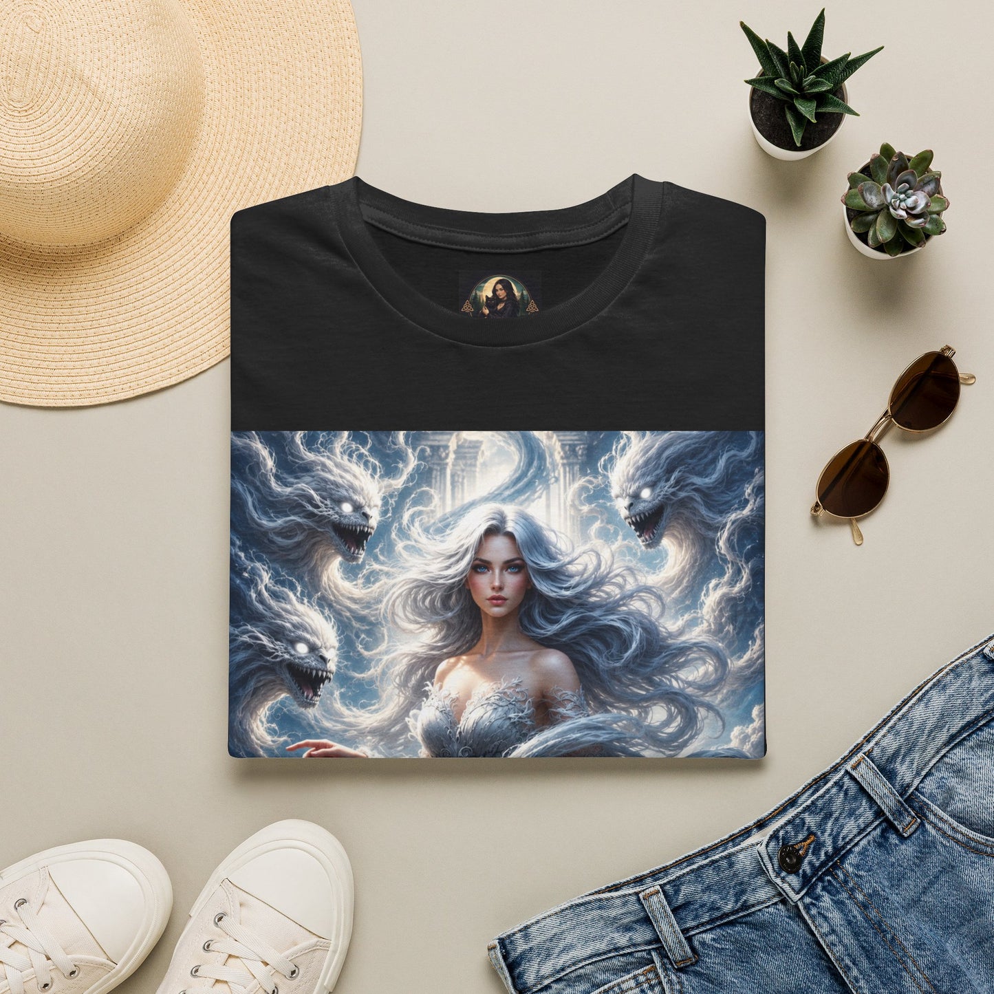 Air Goddess Surrounded by Celestial Wind Spirits Unisex Softstyle T-Shirt
