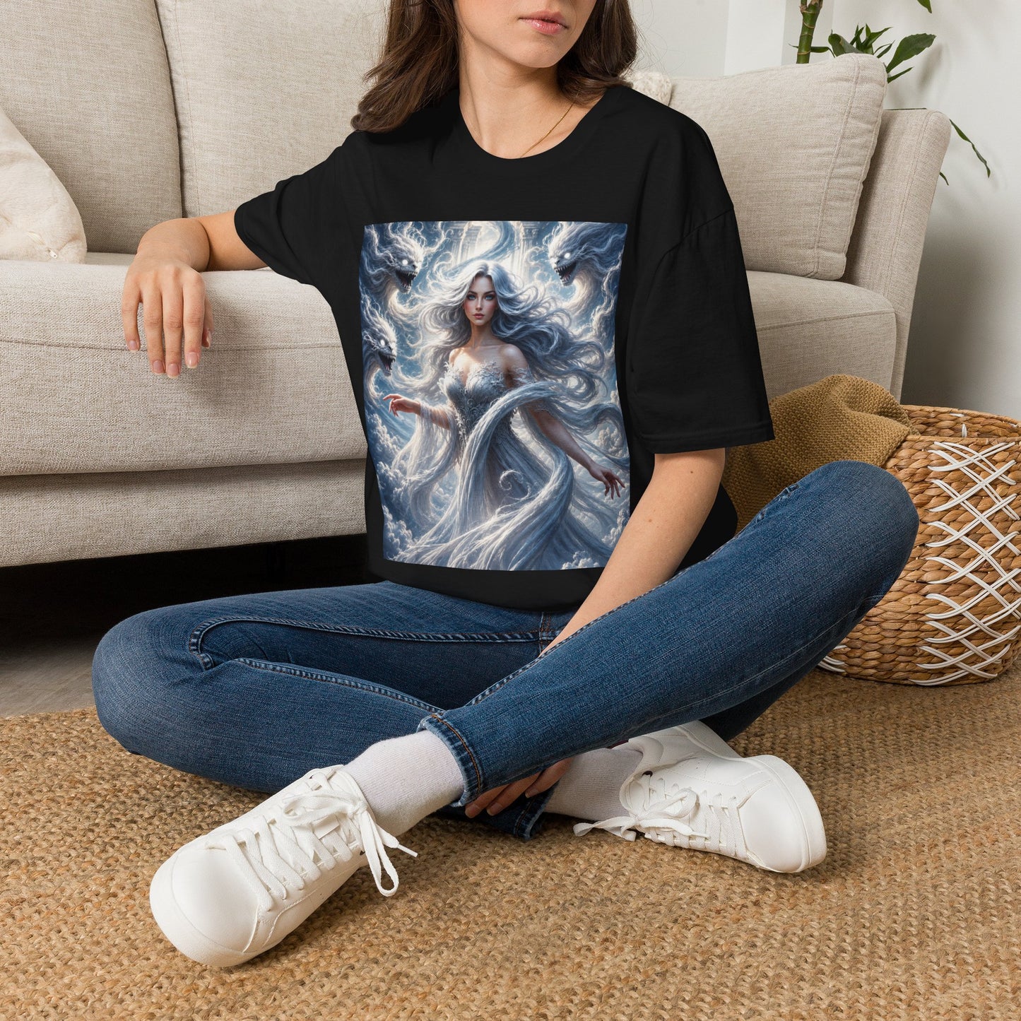 Air Goddess Surrounded by Celestial Wind Spirits Unisex Softstyle T-Shirt