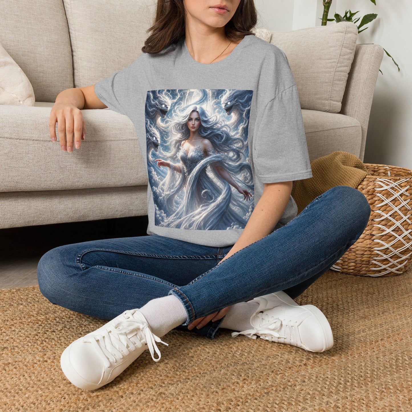Air Goddess Surrounded by Celestial Wind Spirits Unisex Softstyle T-Shirt