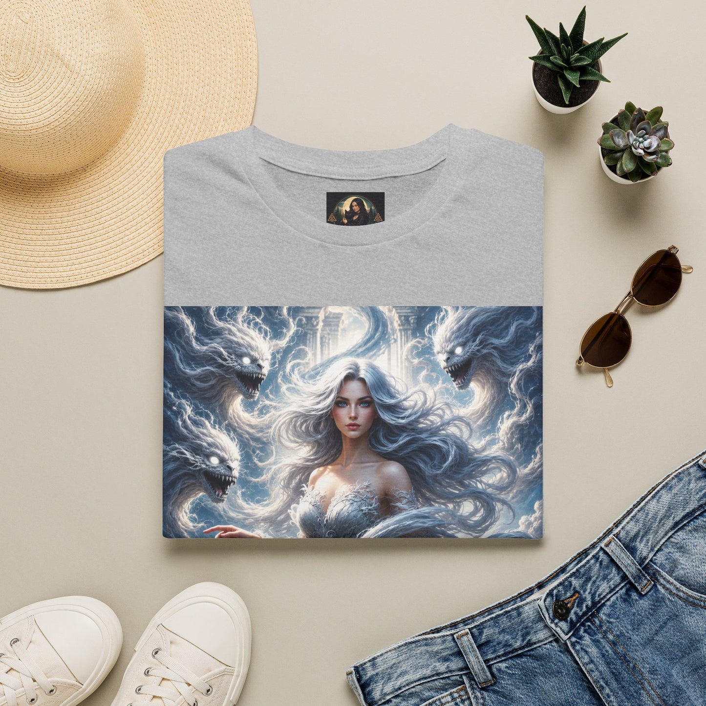 Air Goddess Surrounded by Celestial Wind Spirits Unisex Softstyle T-Shirt
