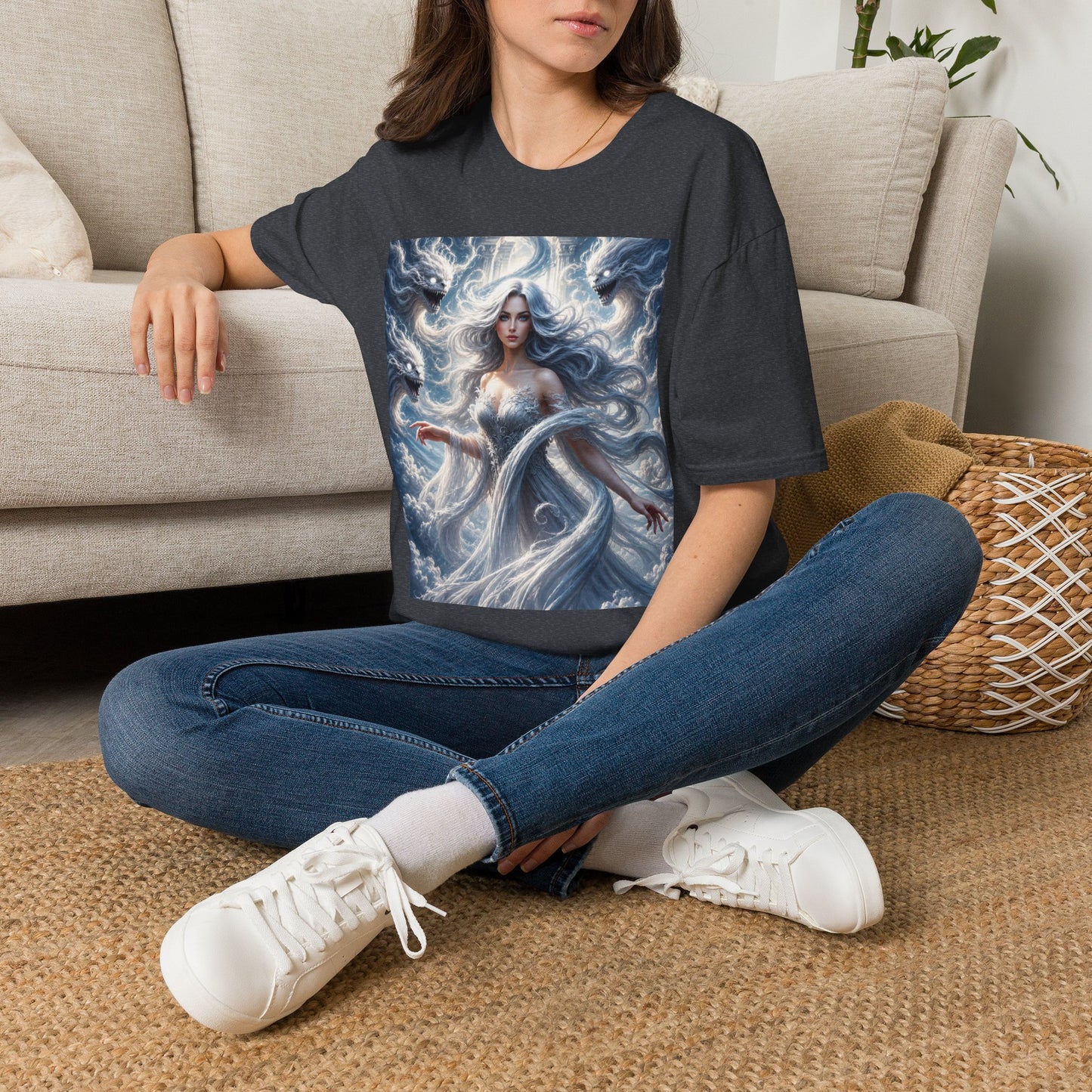 Air Goddess Surrounded by Celestial Wind Spirits Unisex Softstyle T-Shirt
