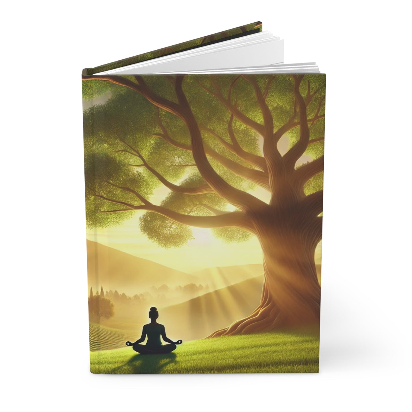 Golden Light Meditation Tree Hardcover Journal – Matte Spiritual Notebook