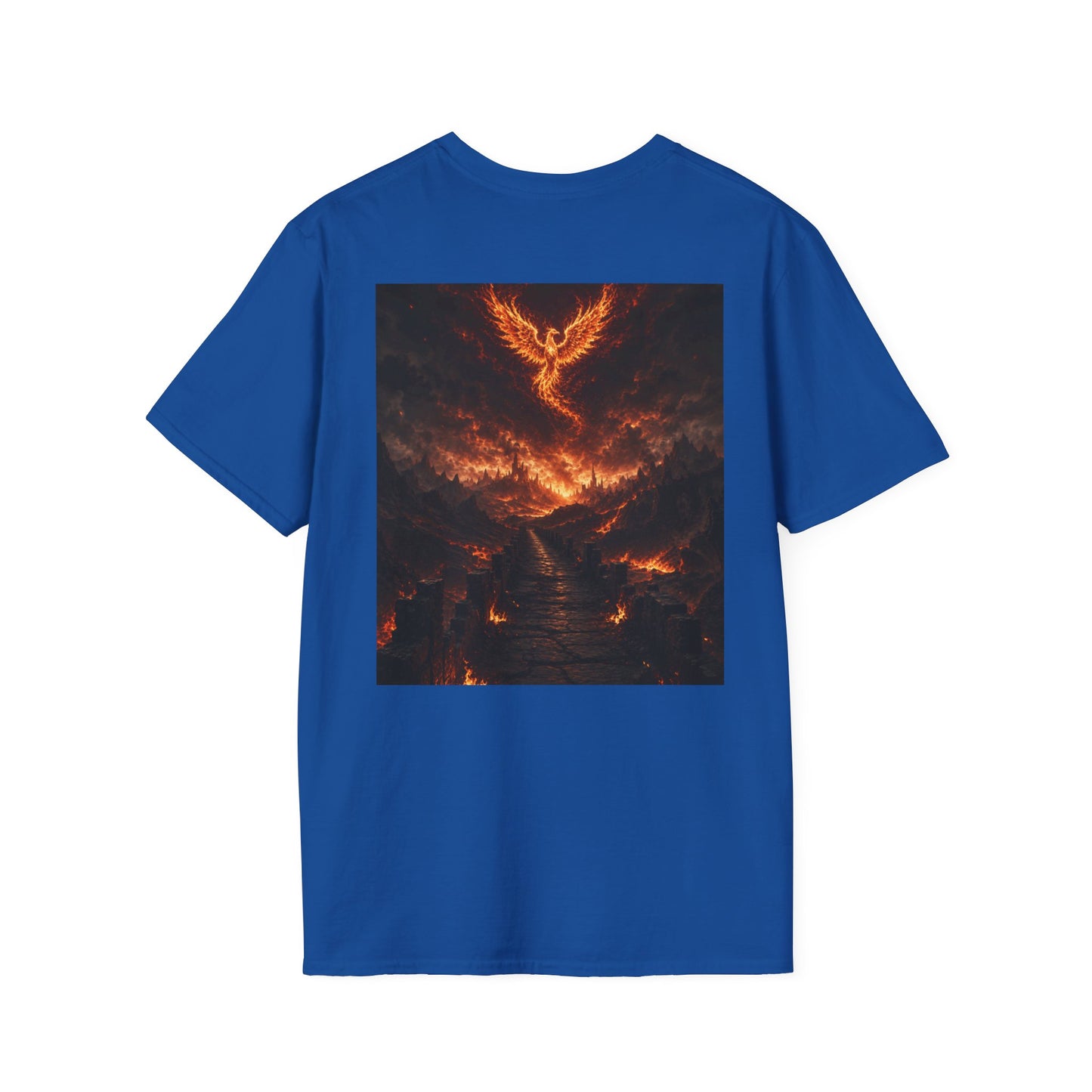 Unisex Softstyle T-Shirt – Blazing Fire Angel with Fiery Wings