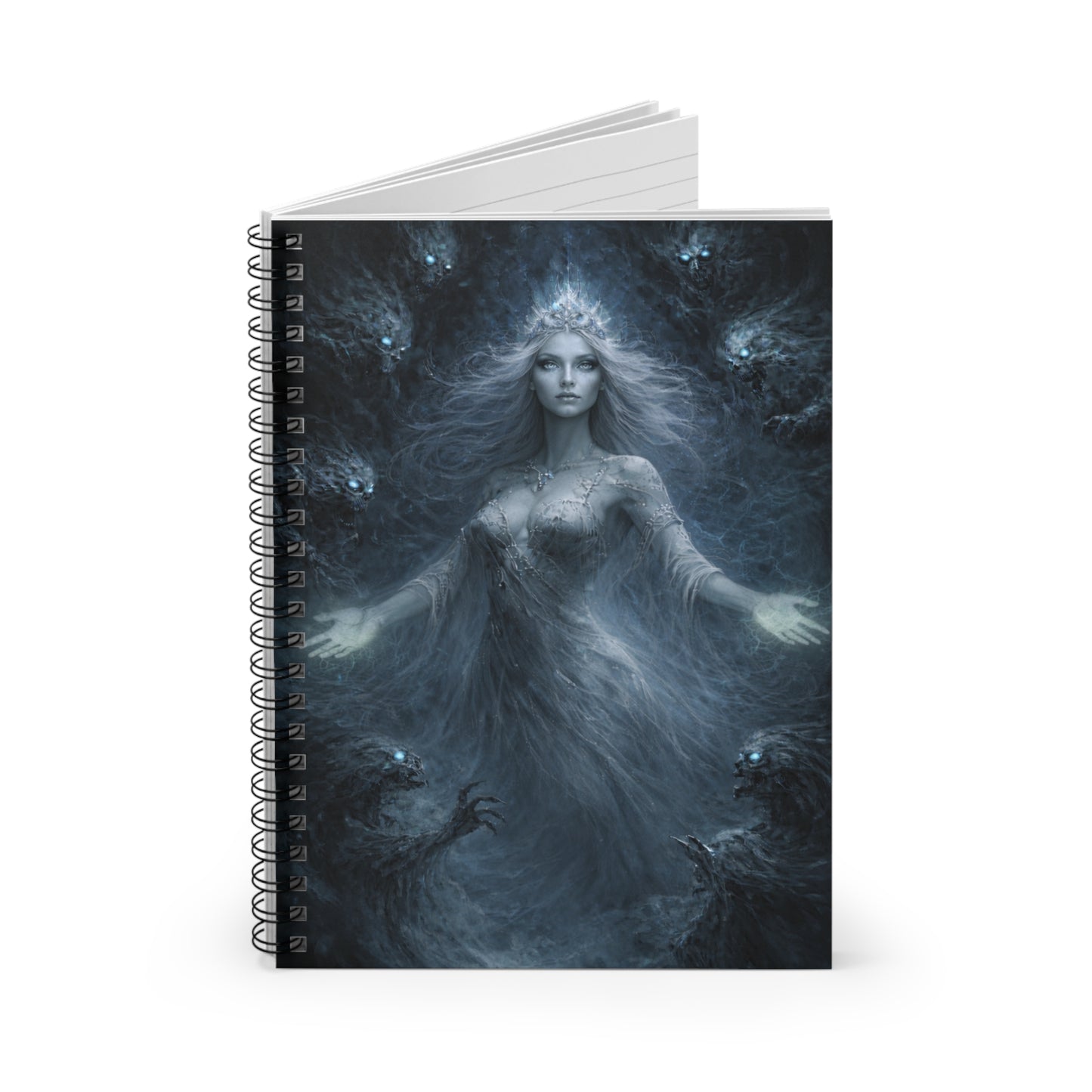 Spiral Notebook – Ruled Line | 118 Pages | 6" x 8" Ghostly Goddess Cover