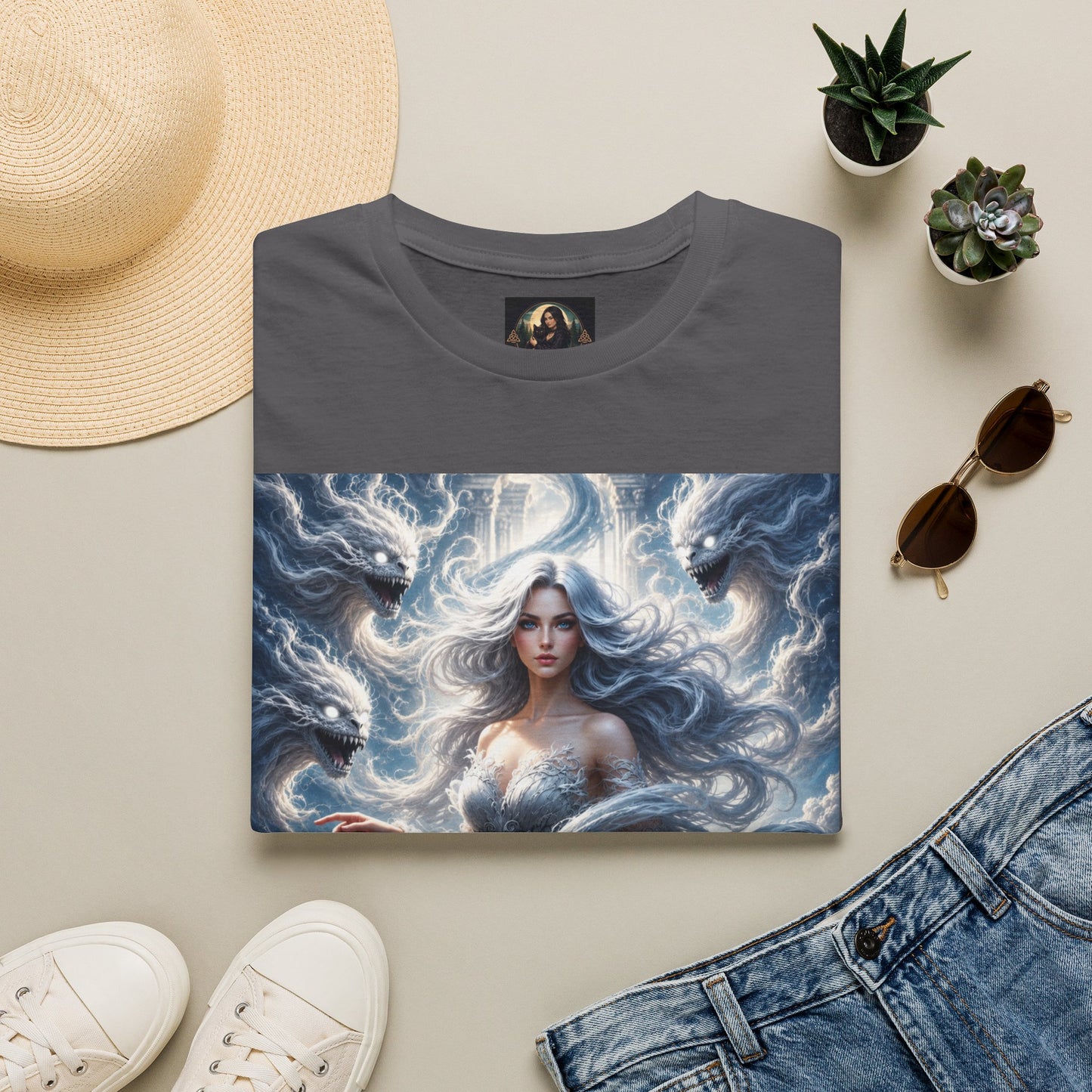 Air Goddess Surrounded by Celestial Wind Spirits Unisex Softstyle T-Shirt