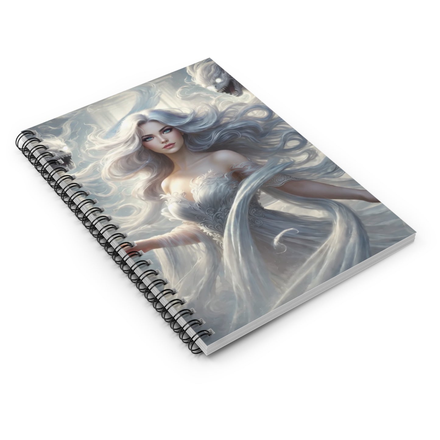 Air Goddess Spiral Notebook — 'Air Goddess' Surrounded by Air Demons Ruled Journal