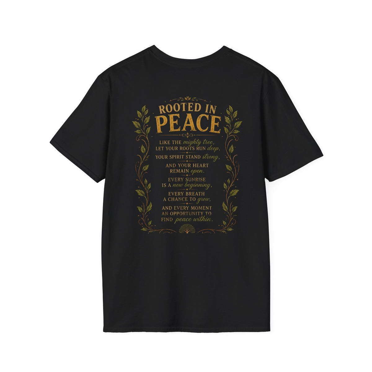 Tree of Serenity "Rooted in Peace" Unisex Softstyle T-Shirt