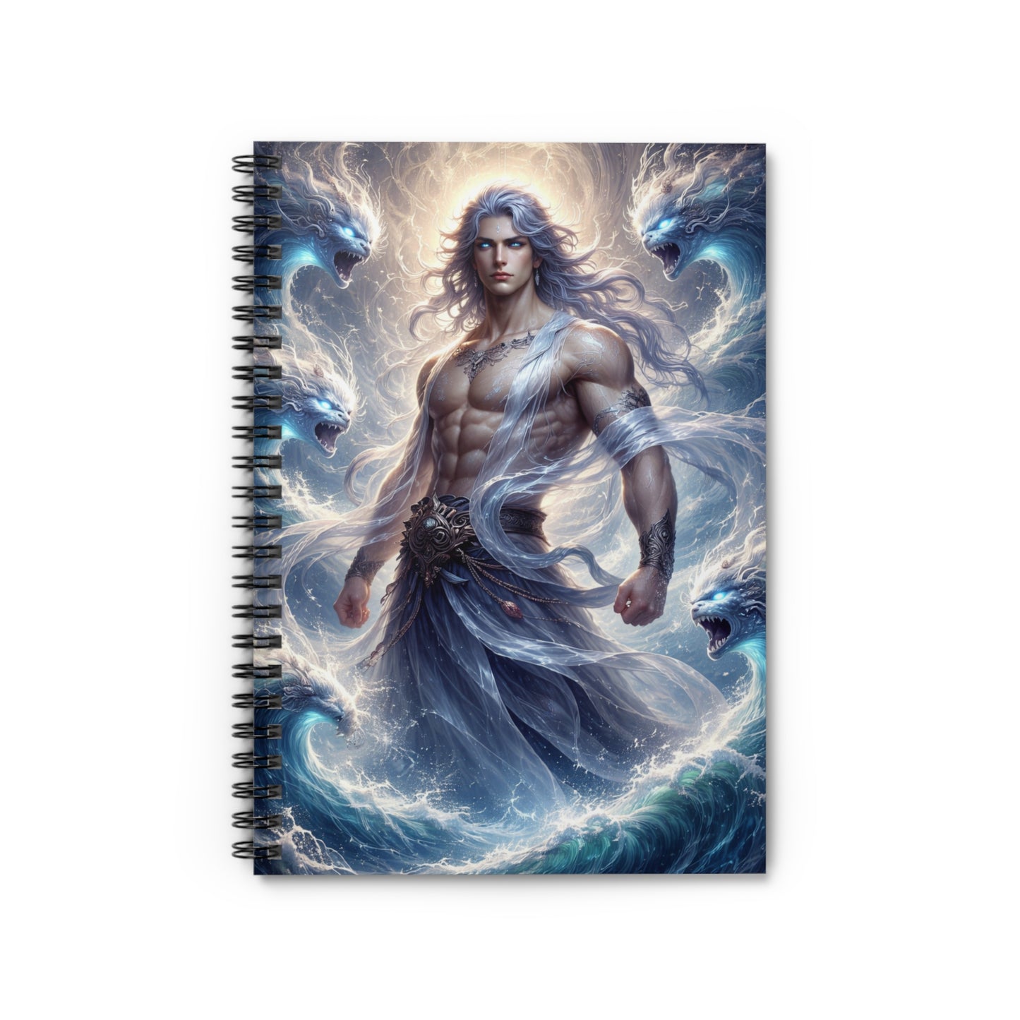 Spiral Notebook – Ruled Line | Water God with Water Demons Design