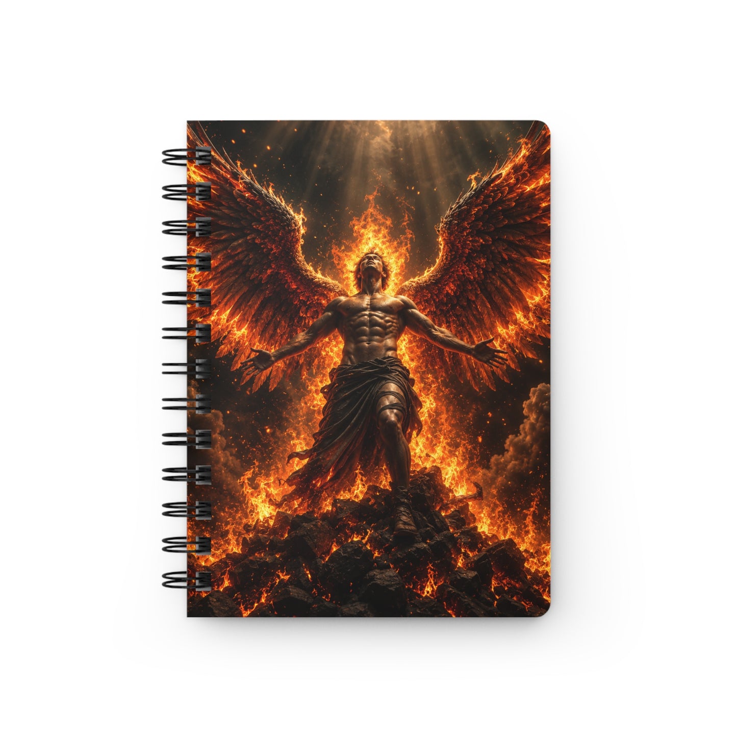 Spiral Bound Journal – Blazing Fire Angel with Fiery Wings