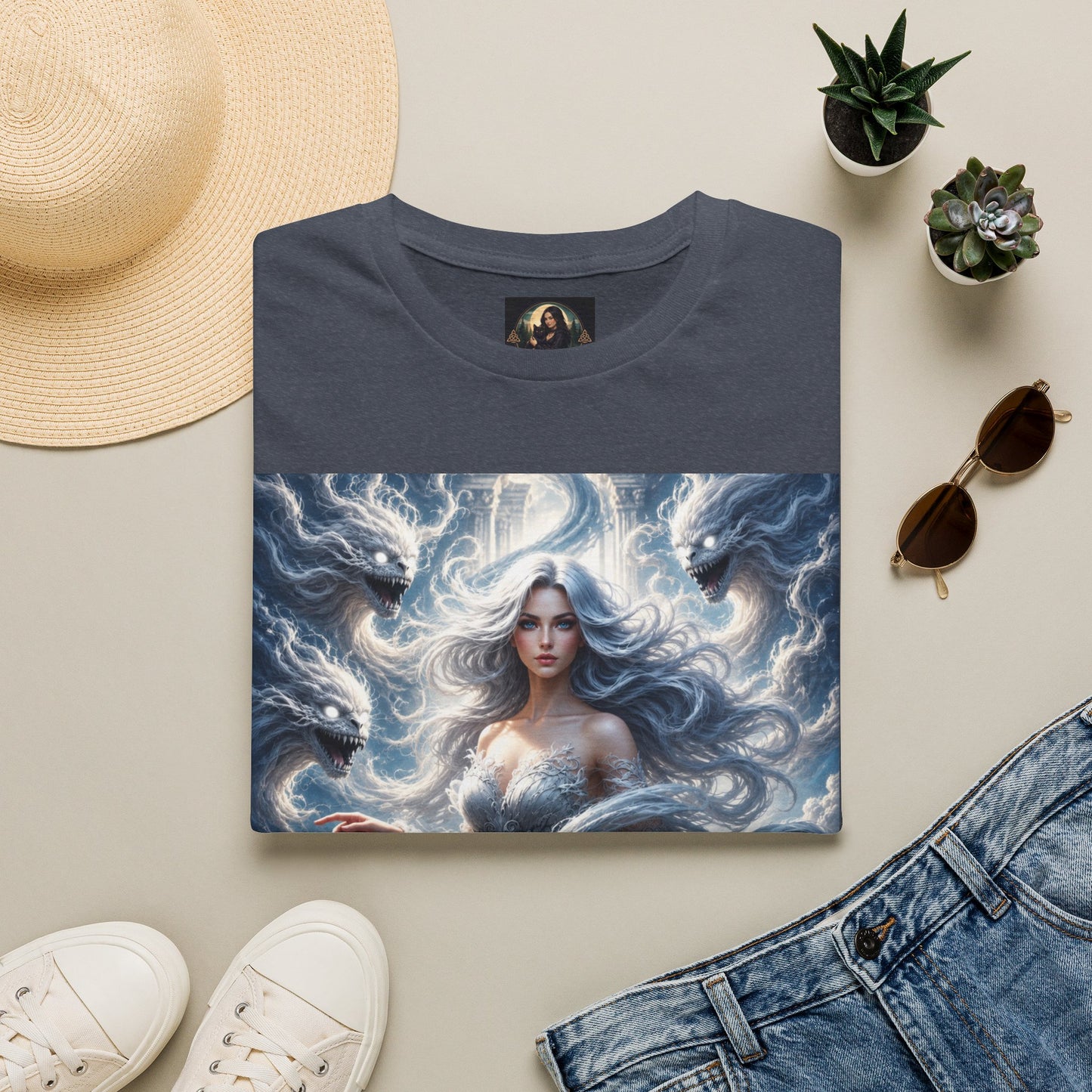 Air Goddess Surrounded by Celestial Wind Spirits Unisex Softstyle T-Shirt