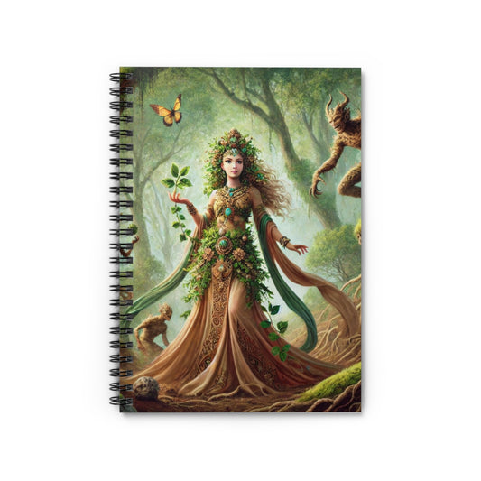 Earth Goddess Spiral Notebook — 'Earth Goddess Surrounded by Earth Demons' Ruled Journal