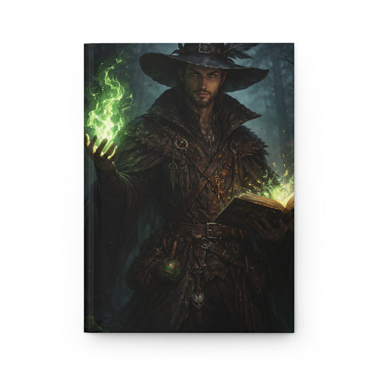 Emerald Flame Warlock Journal – Dark Fantasy Matte Hardcover Spellbook Notebook