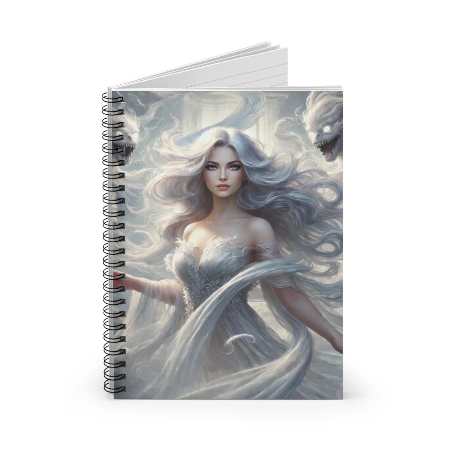 Air Goddess Spiral Notebook — 'Air Goddess' Surrounded by Air Demons Ruled Journal