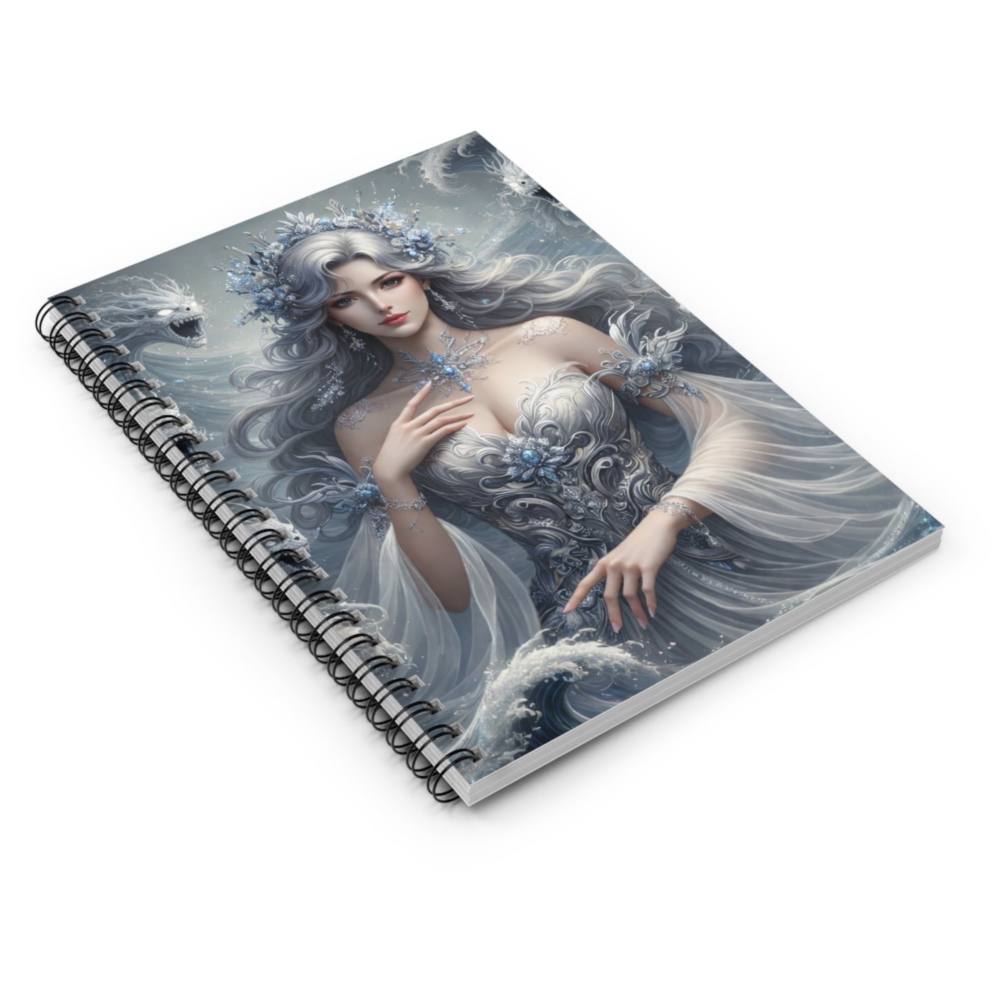 Spiral Notebook – Ruled Line | Water Goddess with Water Demons Cover