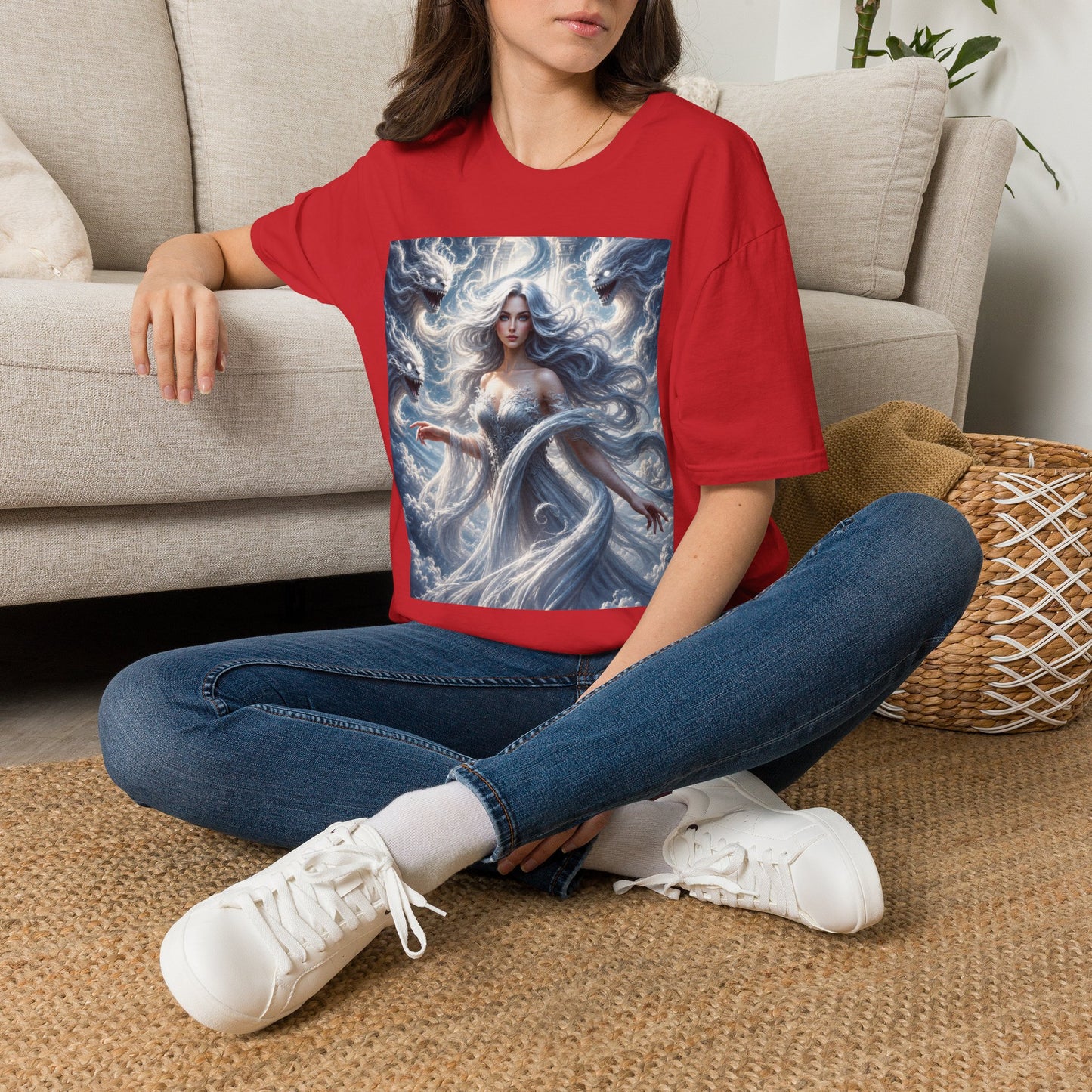 Air Goddess Surrounded by Celestial Wind Spirits Unisex Softstyle T-Shirt