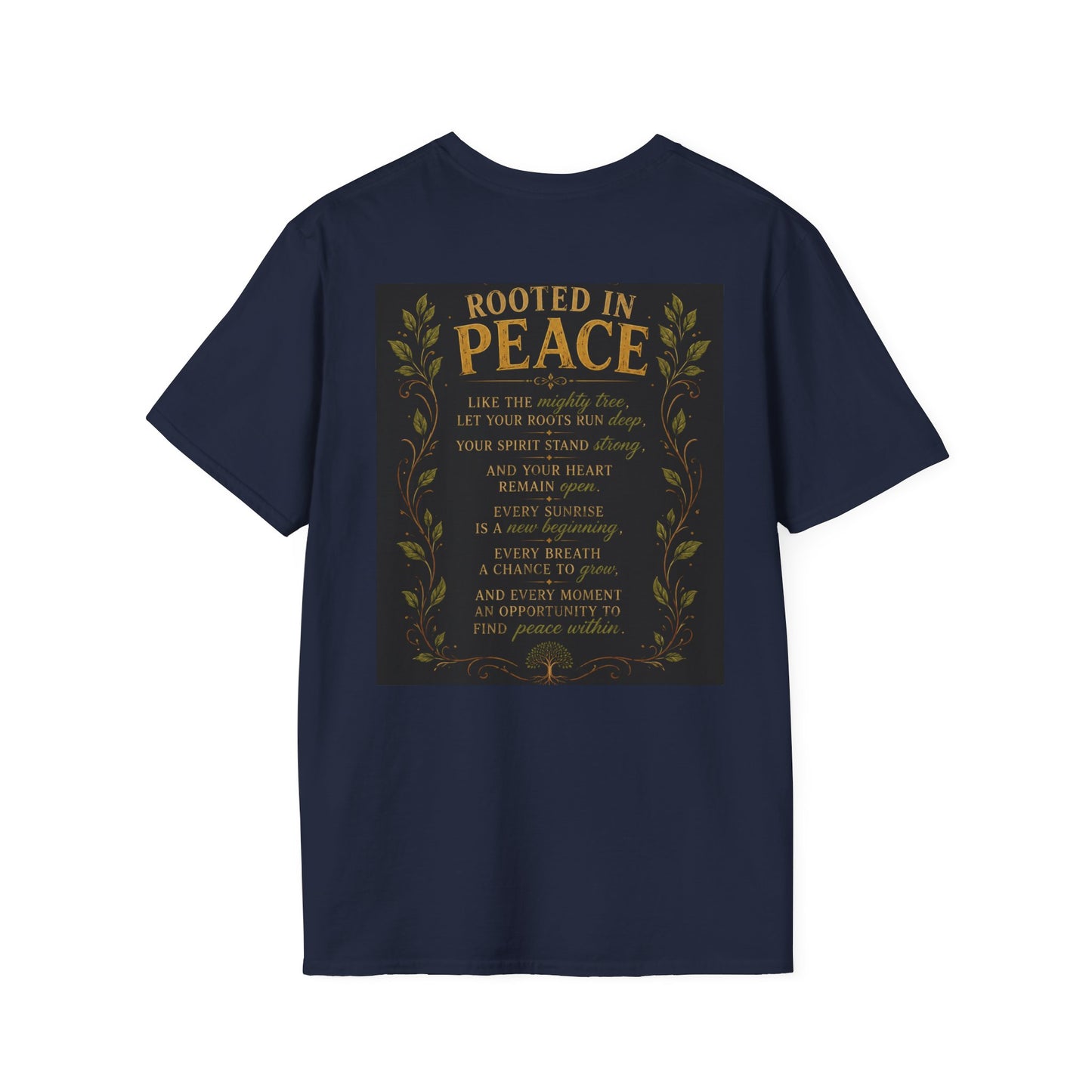 Tree of Serenity "Rooted in Peace" Unisex Softstyle T-Shirt
