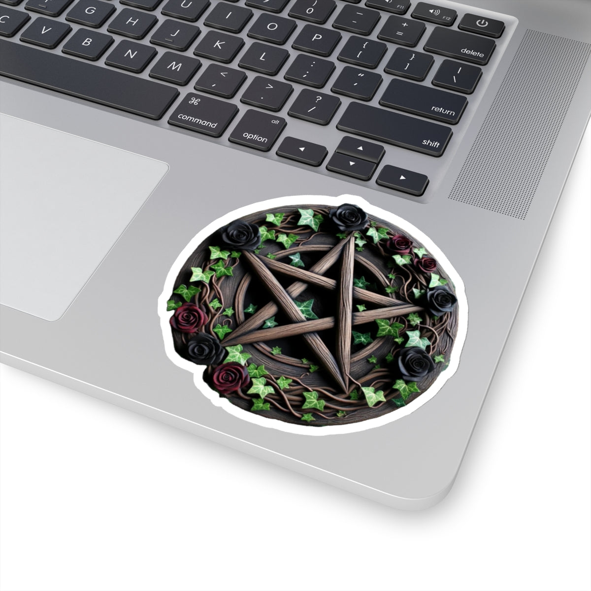 Sticker Set - Wood Pentacle with Red and Black Roses and Ivy