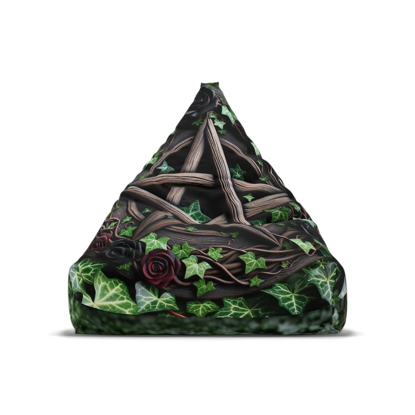 Bean Bag Chair Cover Wood Pentacle Red Black Roses Ivy