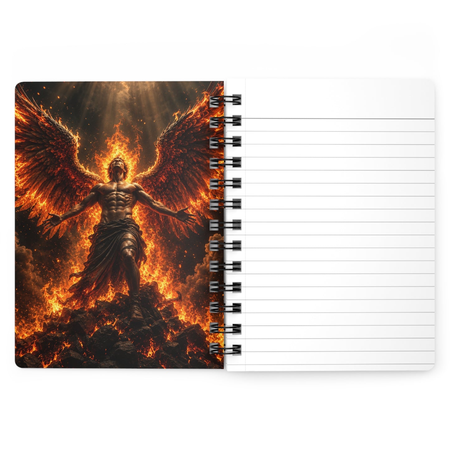 Spiral Bound Journal – Blazing Fire Angel with Fiery Wings