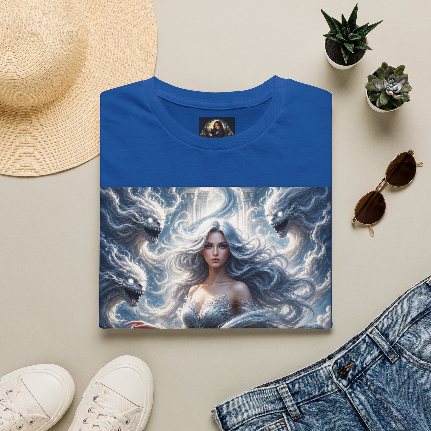 Air Goddess Surrounded by Celestial Wind Spirits Unisex Softstyle T-Shirt
