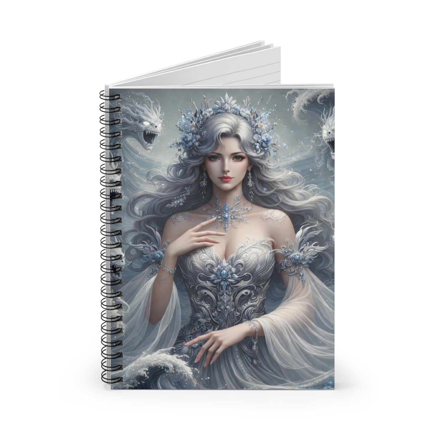 Spiral Notebook – Ruled Line | Water Goddess with Water Demons Cover