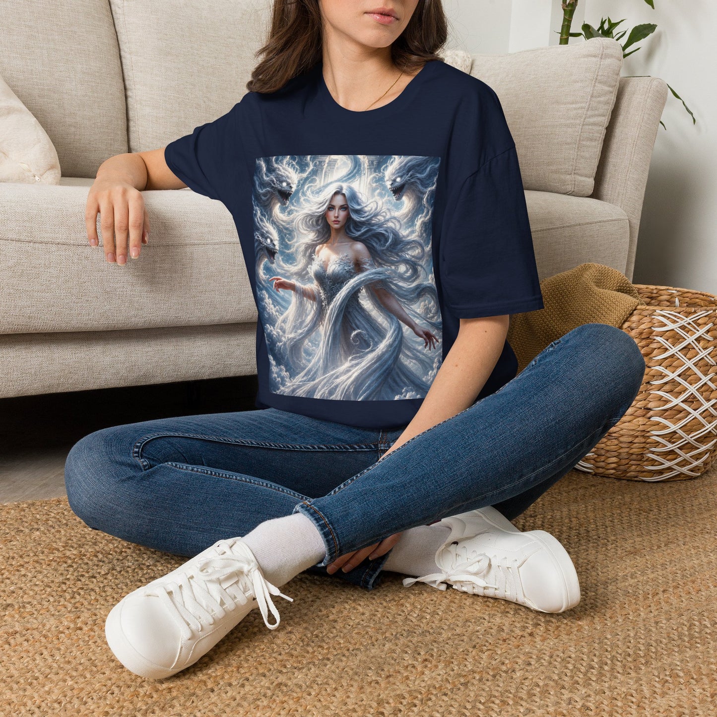 Air Goddess Surrounded by Celestial Wind Spirits Unisex Softstyle T-Shirt
