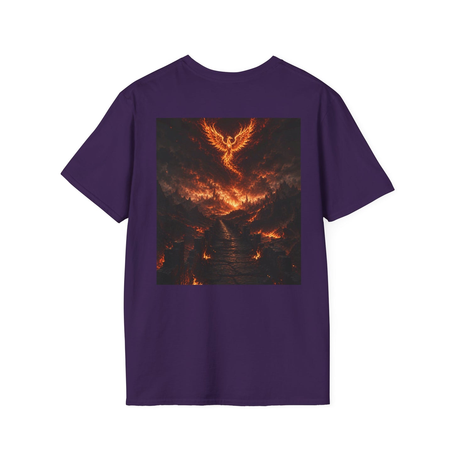 Unisex Softstyle T-Shirt – Blazing Fire Angel with Fiery Wings