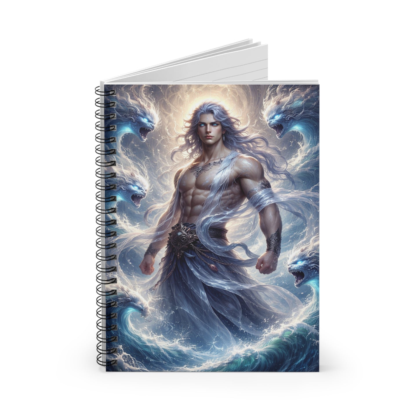 Spiral Notebook – Ruled Line | Water God with Water Demons Design