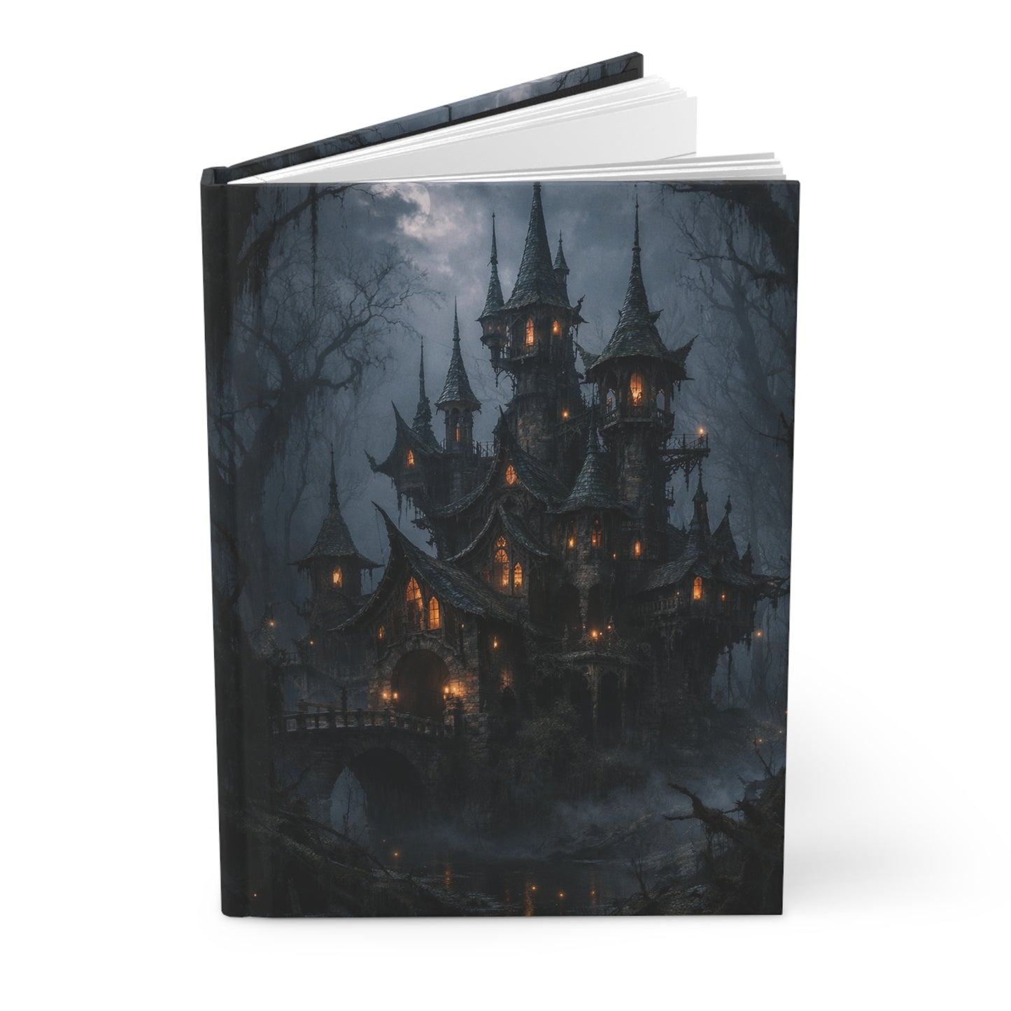 Hardcover Journal Matte – Gothic Moonlit Castle in an Enchanted Forest