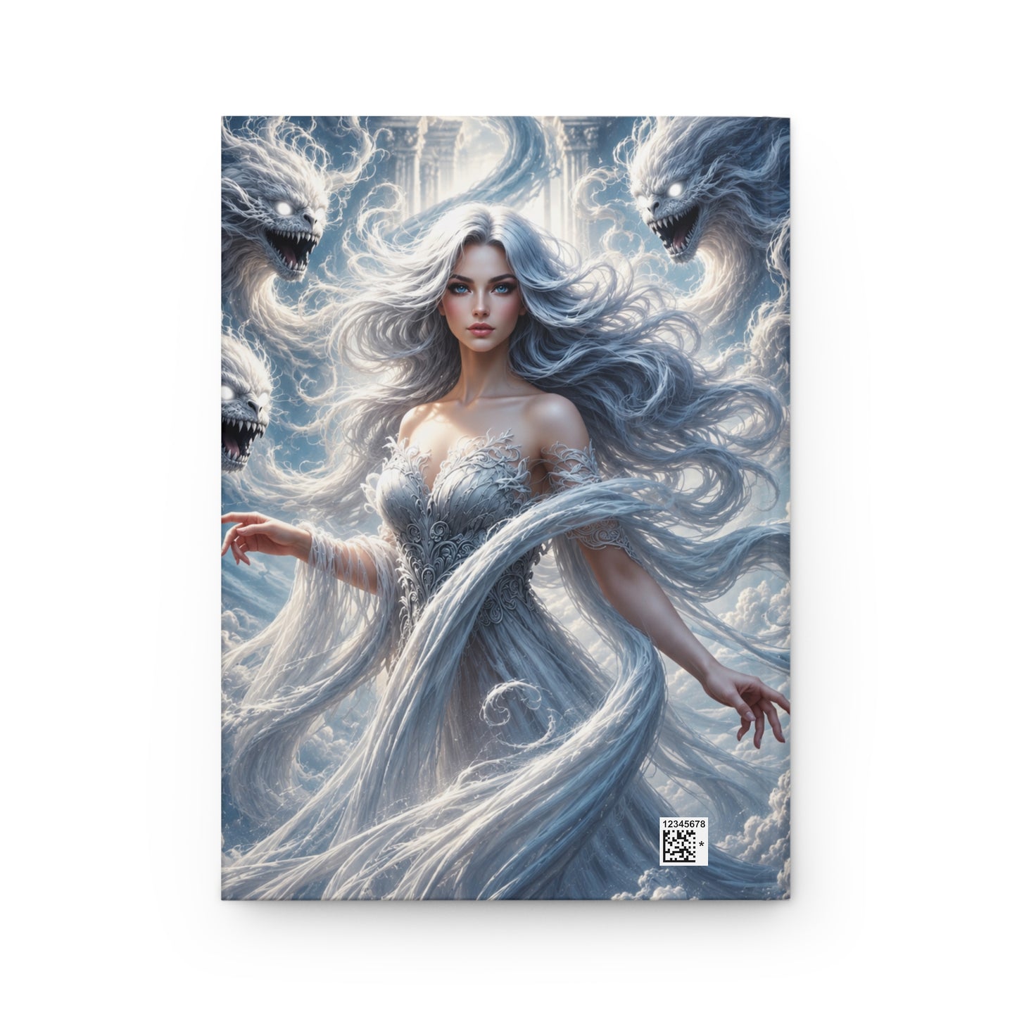 Air Goddess Surrounded by Celestial Wind Spirits Matte Hardcover Journal