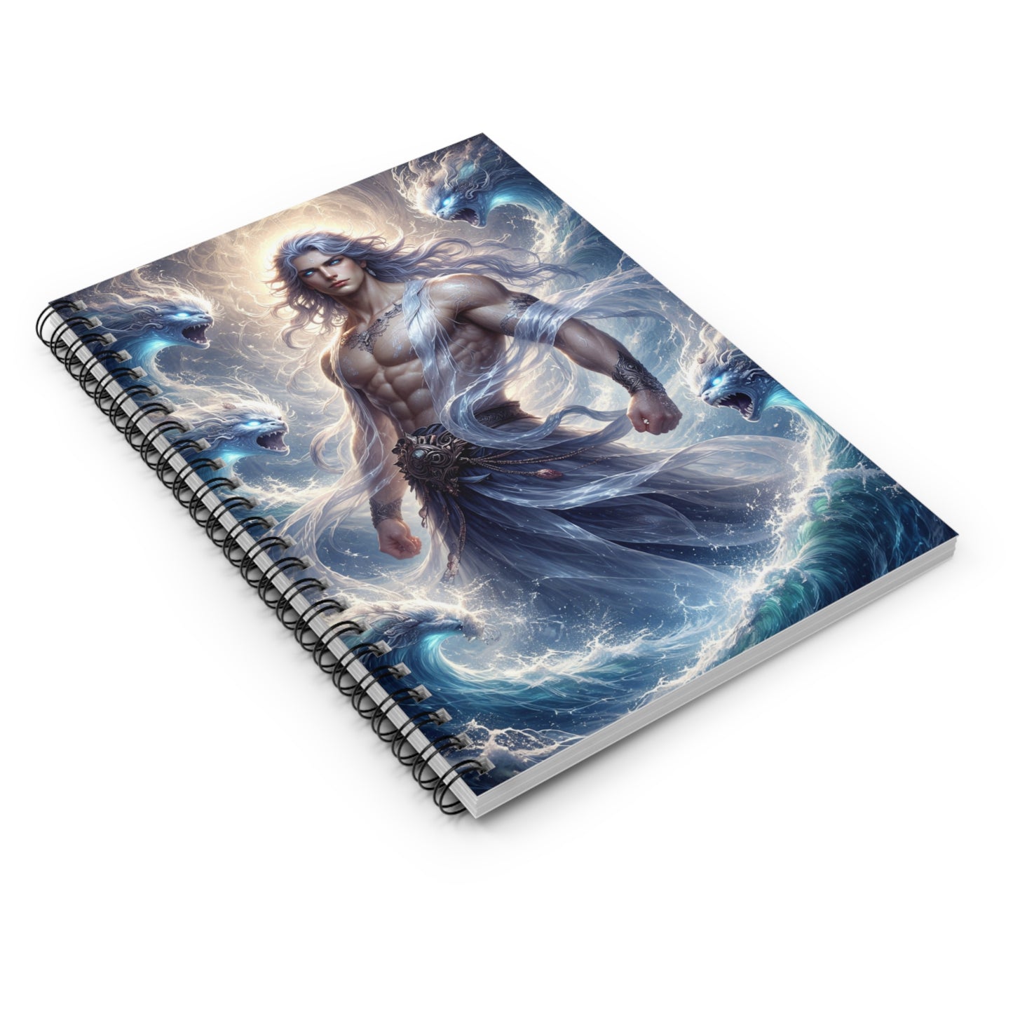 Spiral Notebook – Ruled Line | Water God with Water Demons Design