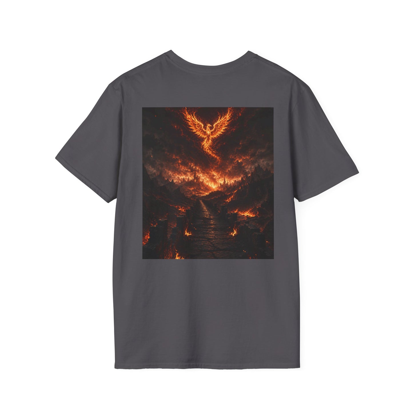Unisex Softstyle T-Shirt – Blazing Fire Angel with Fiery Wings