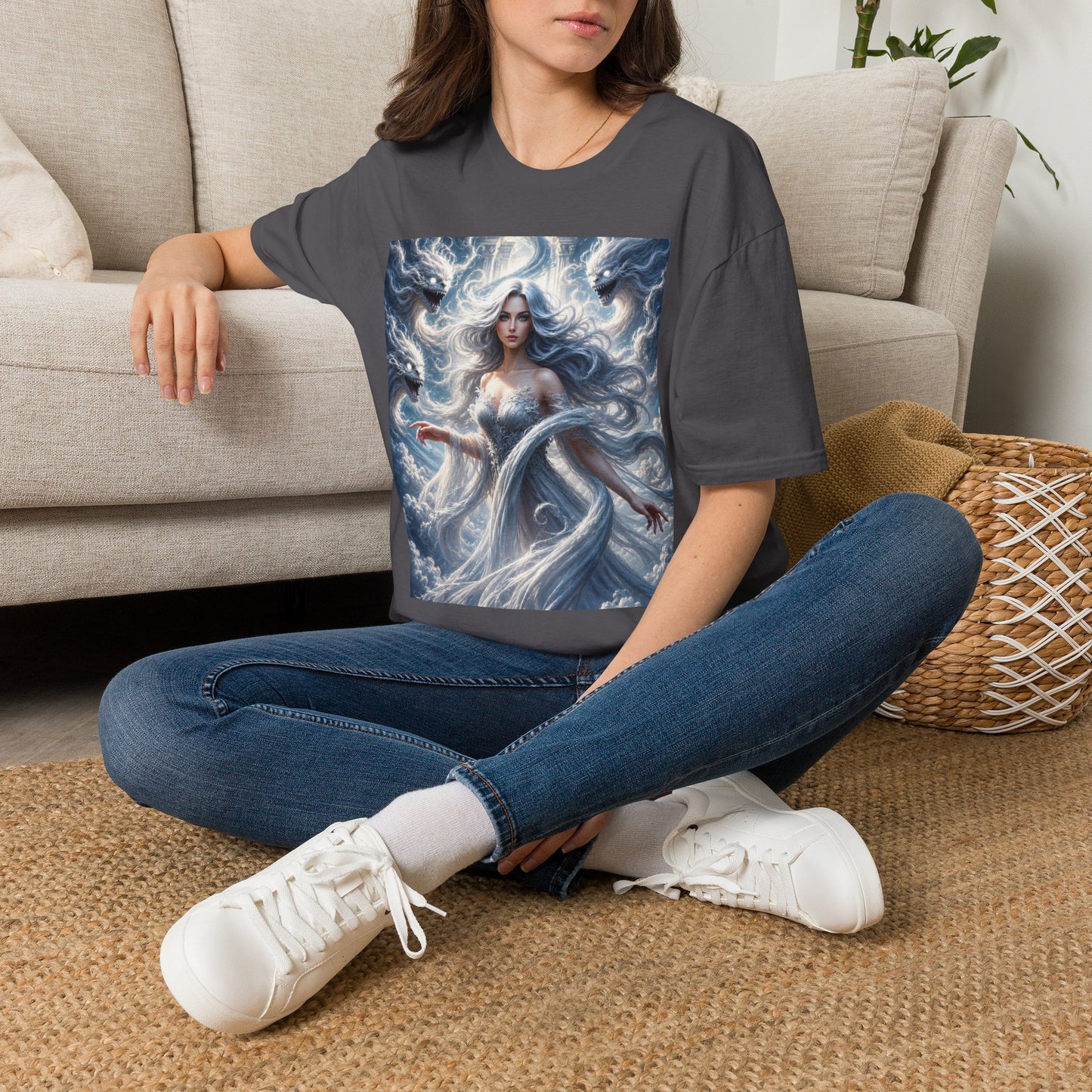 Air Goddess Surrounded by Celestial Wind Spirits Unisex Softstyle T-Shirt