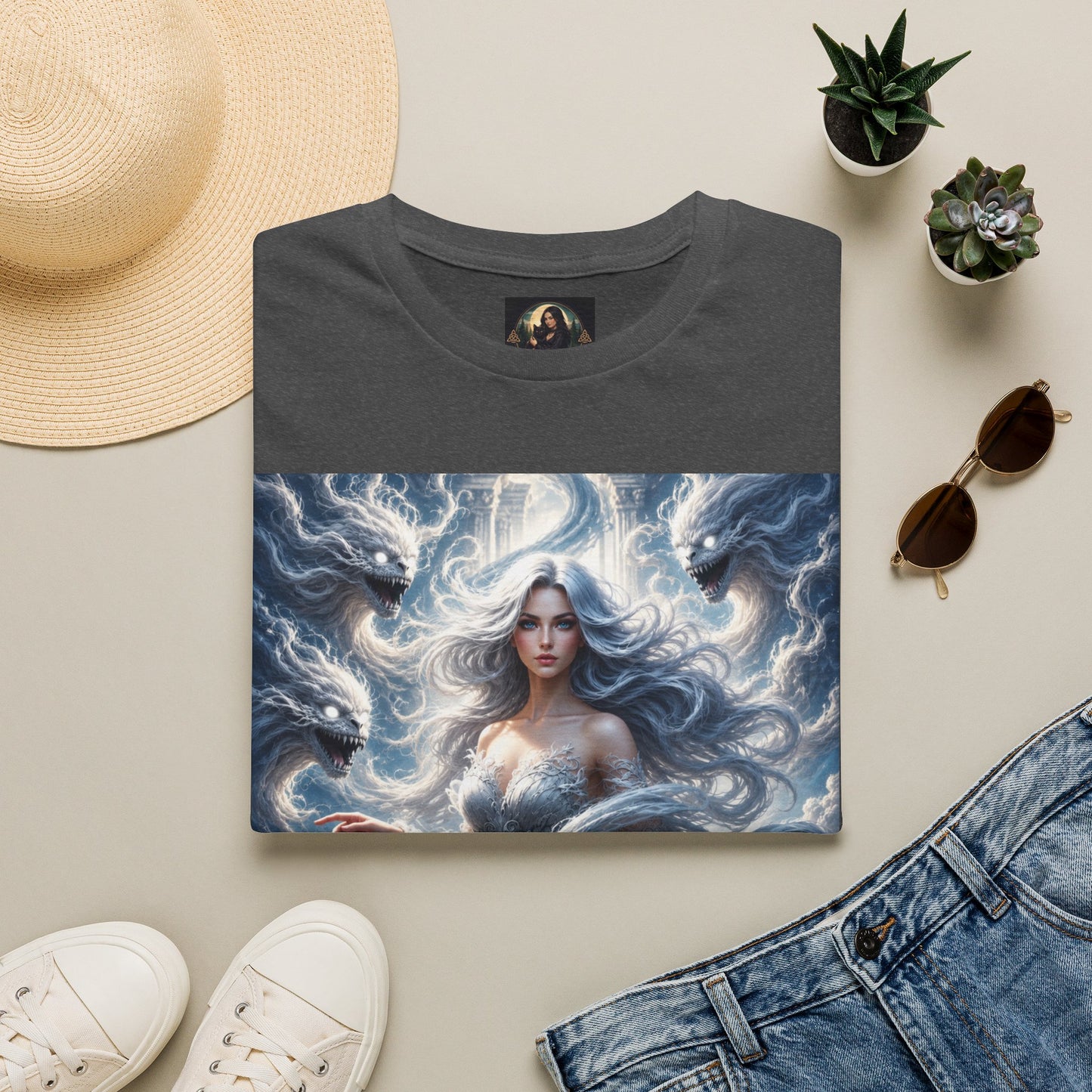 Air Goddess Surrounded by Celestial Wind Spirits Unisex Softstyle T-Shirt