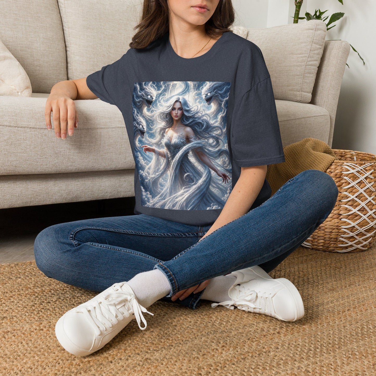 Air Goddess Surrounded by Celestial Wind Spirits Unisex Softstyle T-Shirt
