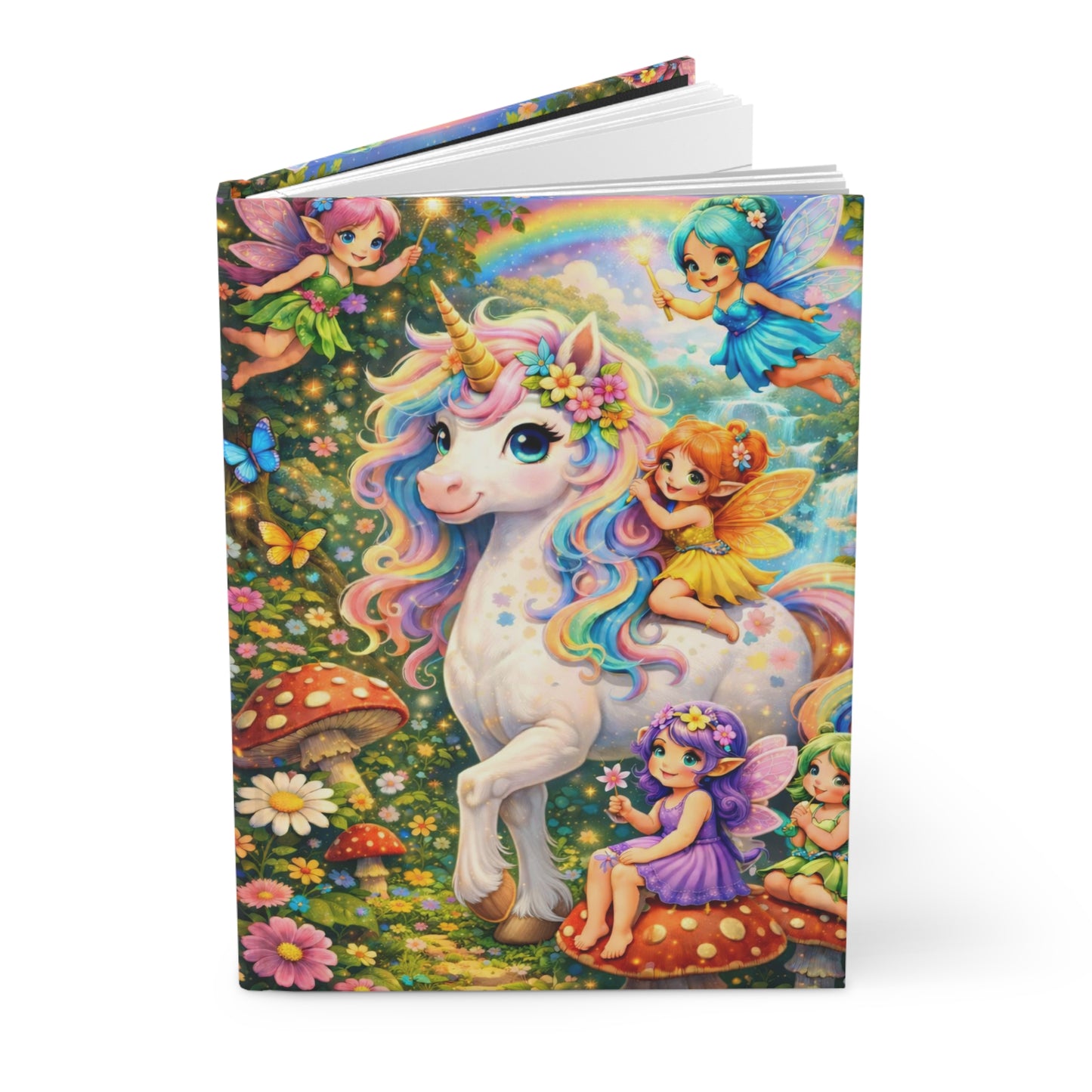 Hardcover Journal Matte – Enchanted Unicorn & Pixies Fantasy Journal