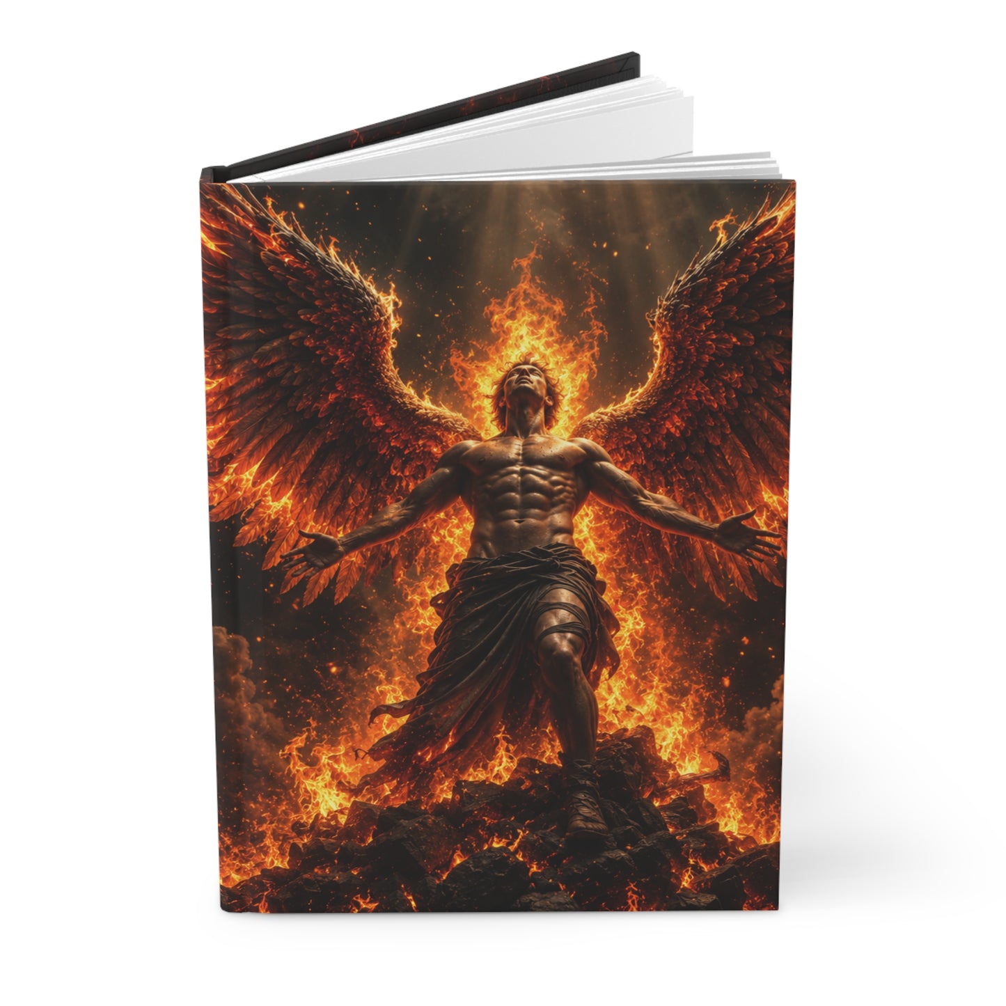 Hardcover Journal Matte (Lined) – Blazing Fire Angel with Fiery Wings