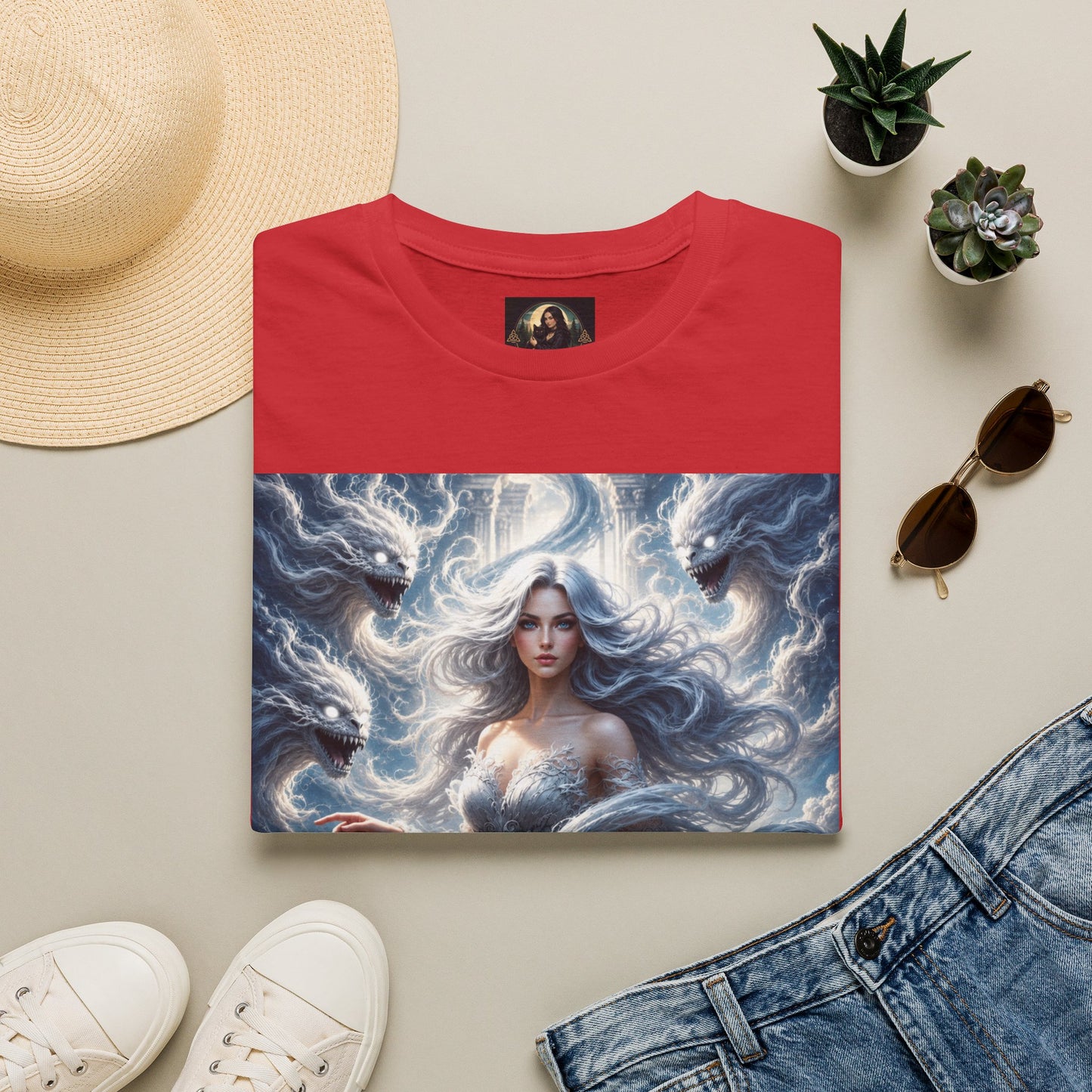 Air Goddess Surrounded by Celestial Wind Spirits Unisex Softstyle T-Shirt