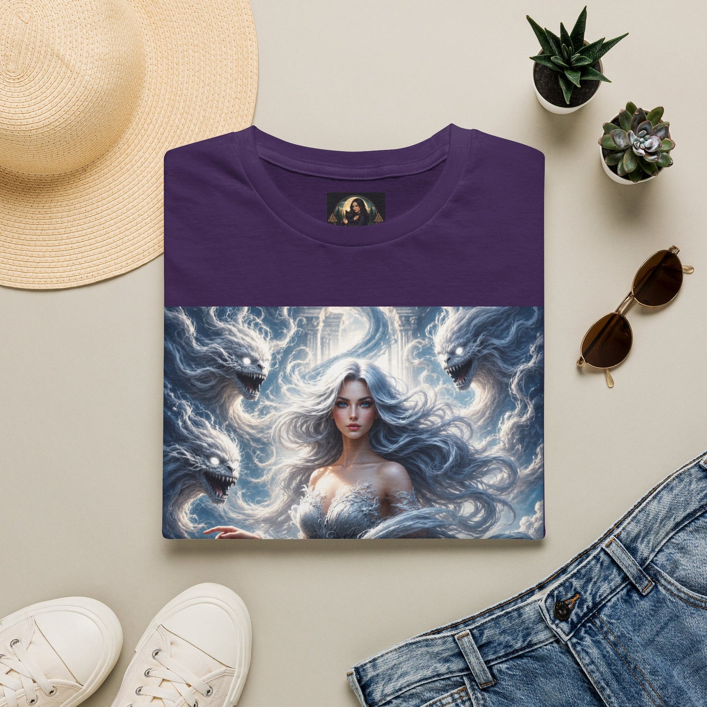 Air Goddess Surrounded by Celestial Wind Spirits Unisex Softstyle T-Shirt