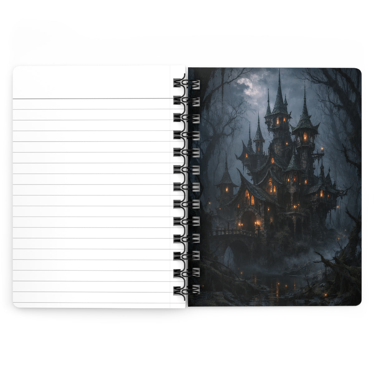 Spiral Bound Journal – Gothic Moonlit Castle in an Enchanted Forest