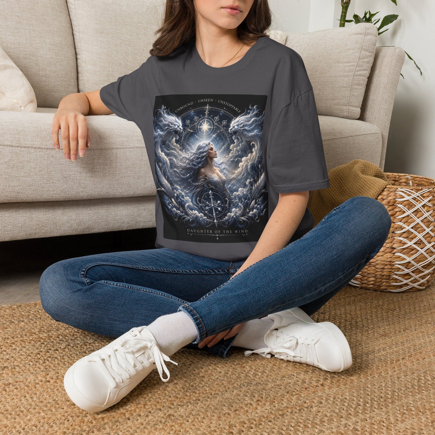 Daughter of the Wind – Celestial Air Goddess Fantasy Unisex Softstyle T-Shirt