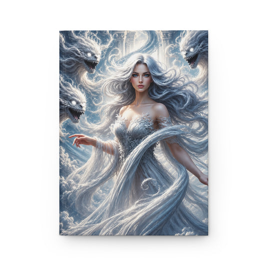 Air Goddess Surrounded by Celestial Wind Spirits Matte Hardcover Journal