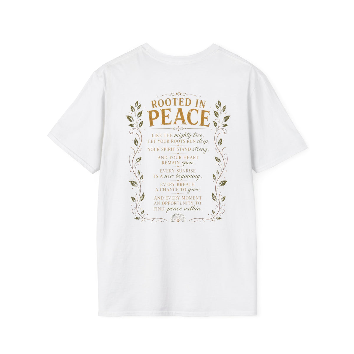 Tree of Serenity "Rooted in Peace" Unisex Softstyle T-Shirt