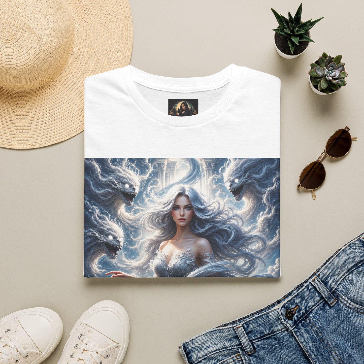 Air Goddess Surrounded by Celestial Wind Spirits Unisex Softstyle T-Shirt