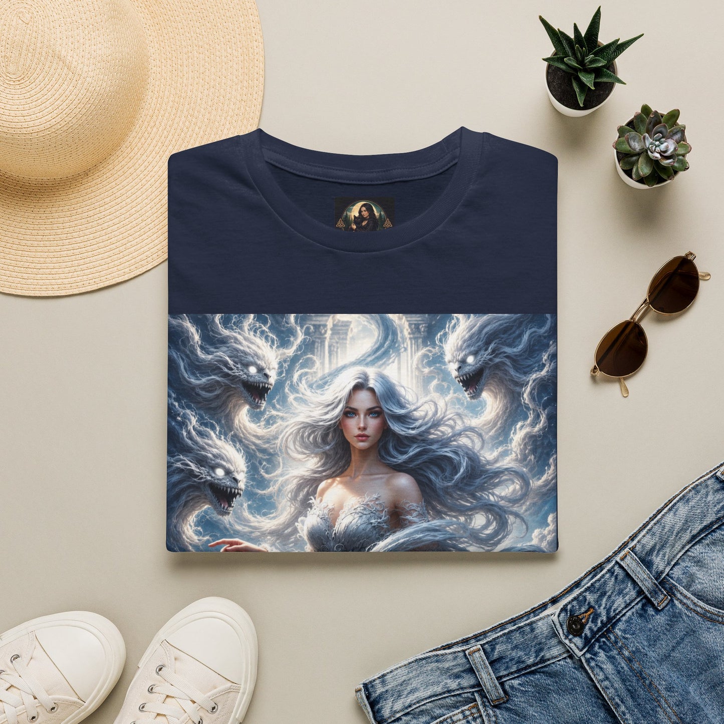 Air Goddess Surrounded by Celestial Wind Spirits Unisex Softstyle T-Shirt